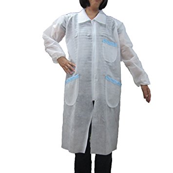 不織布白衣ロング 2-01　(前ファスナー付き)抗菌・帯電防止処理